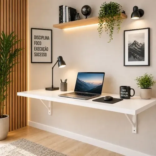 Mesa Home Office Industrial em madeira e ferro